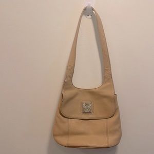 Tignanello Tan Leather Hobo Shoulder Bag Magnetic Closure Paisley Interior